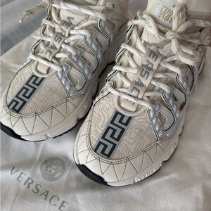 Versace Ivory and Metallic Sneakers